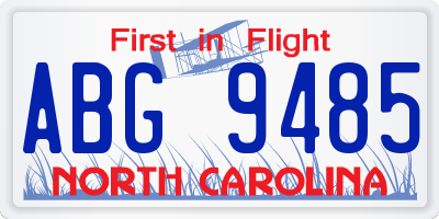 NC license plate ABG9485