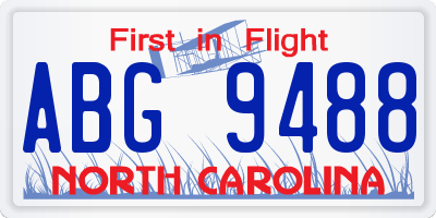 NC license plate ABG9488