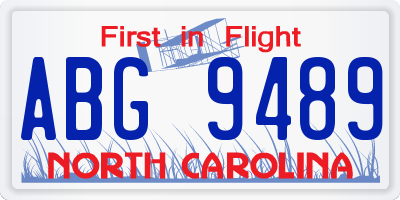 NC license plate ABG9489