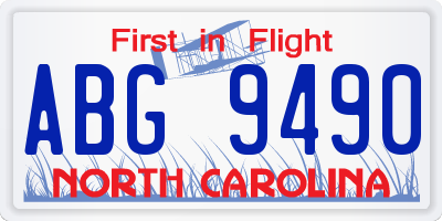 NC license plate ABG9490