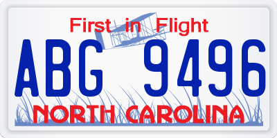 NC license plate ABG9496
