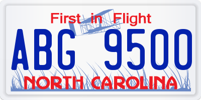NC license plate ABG9500