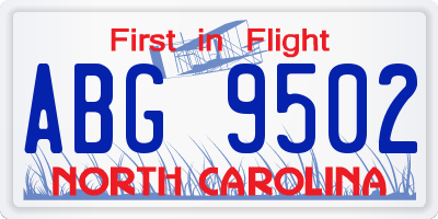 NC license plate ABG9502