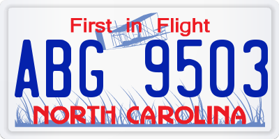 NC license plate ABG9503