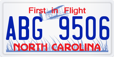 NC license plate ABG9506