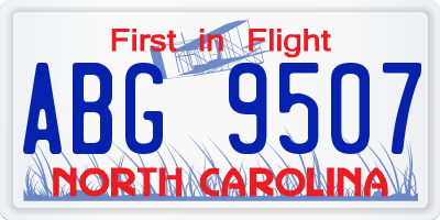 NC license plate ABG9507