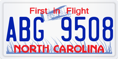 NC license plate ABG9508