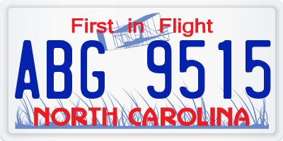 NC license plate ABG9515