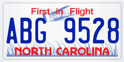 NC license plate ABG9528