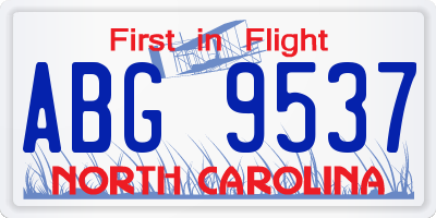 NC license plate ABG9537