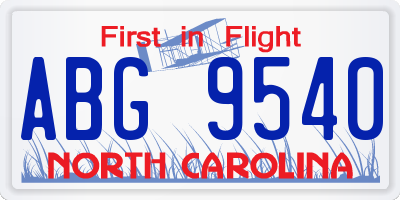 NC license plate ABG9540