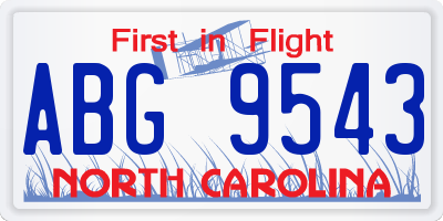 NC license plate ABG9543
