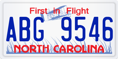 NC license plate ABG9546