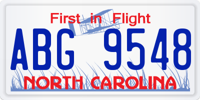 NC license plate ABG9548