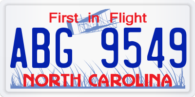 NC license plate ABG9549