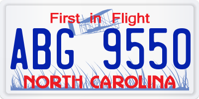 NC license plate ABG9550