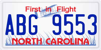 NC license plate ABG9553