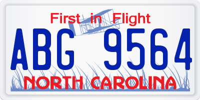 NC license plate ABG9564