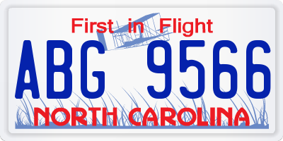 NC license plate ABG9566