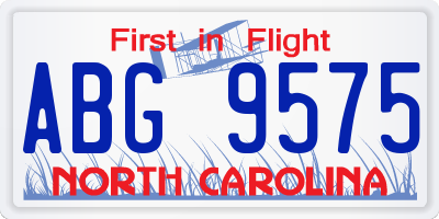 NC license plate ABG9575