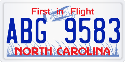 NC license plate ABG9583