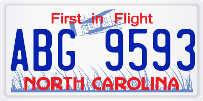 NC license plate ABG9593