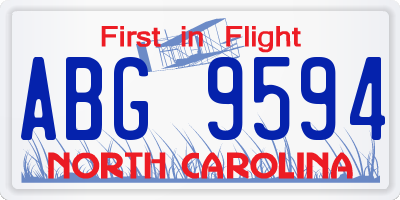 NC license plate ABG9594