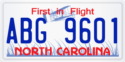 NC license plate ABG9601