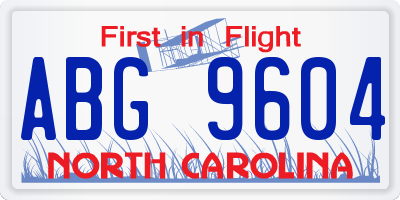 NC license plate ABG9604