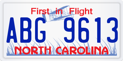 NC license plate ABG9613