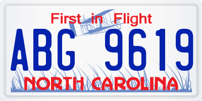 NC license plate ABG9619