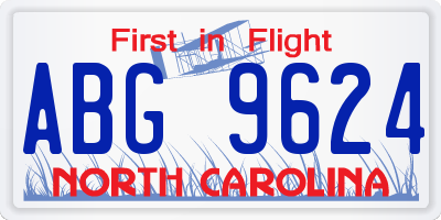 NC license plate ABG9624