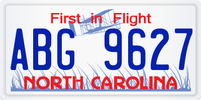 NC license plate ABG9627
