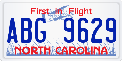 NC license plate ABG9629