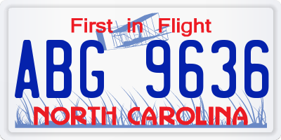 NC license plate ABG9636