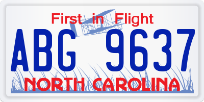 NC license plate ABG9637