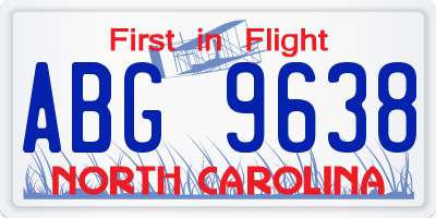 NC license plate ABG9638
