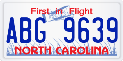 NC license plate ABG9639