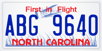 NC license plate ABG9640