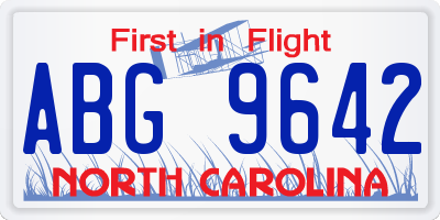 NC license plate ABG9642