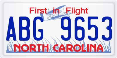 NC license plate ABG9653