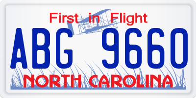 NC license plate ABG9660
