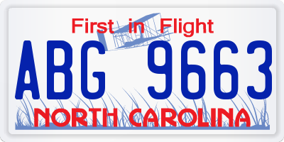 NC license plate ABG9663