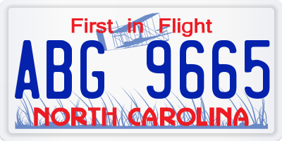 NC license plate ABG9665