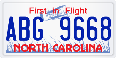 NC license plate ABG9668