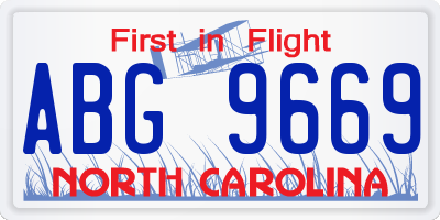 NC license plate ABG9669