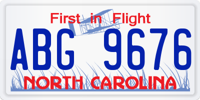 NC license plate ABG9676