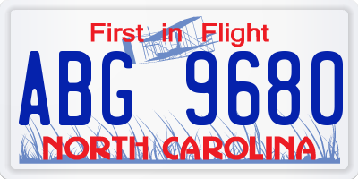 NC license plate ABG9680
