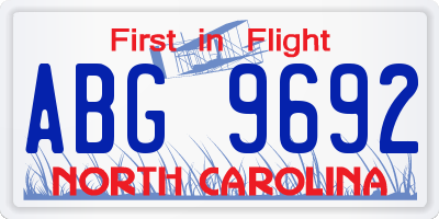 NC license plate ABG9692