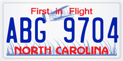 NC license plate ABG9704